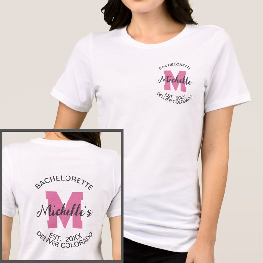 Rosa Monogramm Moderne Bachelorette Brie Tri-Blend Shirt