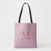 Rosa Monogramm Moderner Name Anfangsbuchstabe Tote Tasche (Vorderseite)