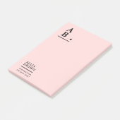 Rosa Monogramm Modernes Design Post-it Klebezettel (angewinkelt)