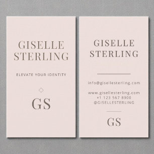 Rosa Monogramm Modernes, elegantes Minimalistisch Visitenkarte