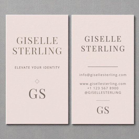 Rosa Monogramm Modernes, elegantes Minimalistisch Visitenkarte