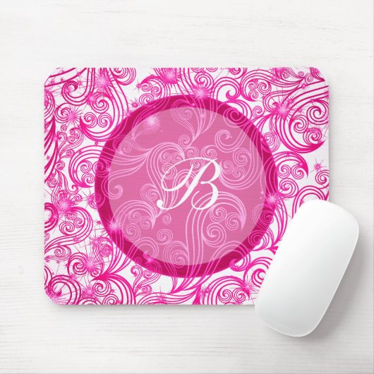 Rosa Monogramm Mousepads (Mit Mouse)