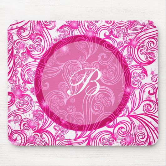 Rosa Monogramm Mousepads (Vorne)