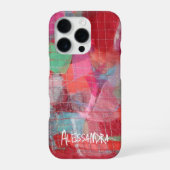 Rosa Monogramm Name abstraktes Muster iPhone Hülle (Rückseite)
