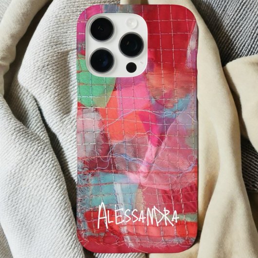 Rosa Monogramm Name abstraktes Muster iPhone Hülle