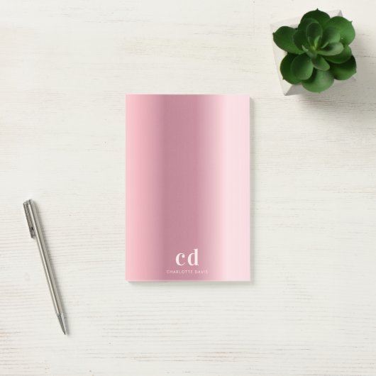 Rosa Monogramm-Name glamourös Post-it Klebezettel (Büro)