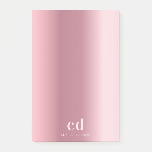 Rosa Monogramm-Name glamourös Post-it Klebezettel (Vorderseite)