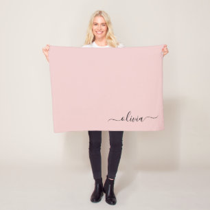 Rosa Monogramm Name Modern Fleecedecke