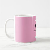Rosa Monogramm-Name-Script personalisiertes Design Kaffeetasse (Links)