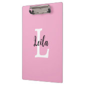 Rosa Monogramm-Name-Script personalisiertes Design Klemmbrett (Links)