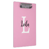 Rosa Monogramm-Name-Script personalisiertes Design Klemmbrett (Rechts)