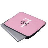 Rosa Monogramm-Name-Script personalisiertes Design Laptopschutzhülle (Vorne Knopf)