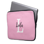 Rosa Monogramm-Name-Script personalisiertes Design Laptopschutzhülle (Vorderseite Links)