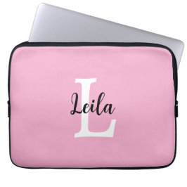 Rosa Monogramm-Name-Script personalisiertes Design Laptopschutzhülle