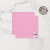 Rosa Monogramm-Name-Skript personalisiertes Design Mitteilungskarte (Vorderseite/Rückseite Beispiel)
