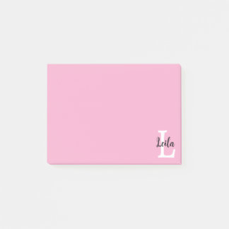 Rosa Monogramm-Name-Skript personalisiertes Design Post-it Klebezettel