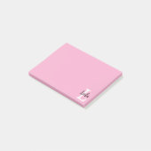 Rosa Monogramm-Name-Skript personalisiertes Design Post-it Klebezettel (angewinkelt)