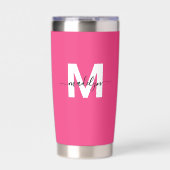 Rosa Monogramm-Name Thermobecher (Vorderseite)
