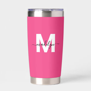 Rosa Monogramm-Name Thermobecher