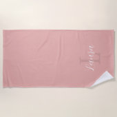Rosa-Monogramm-Namensskript personalisiert Strandtuch (Vorderseite)