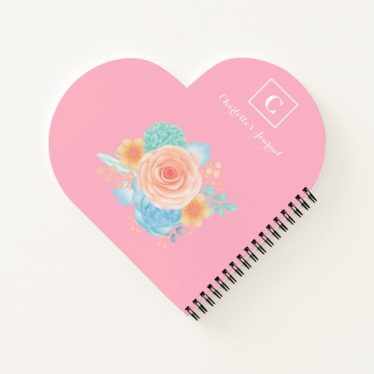 Rosa Monogramm Notizblock (Rückseite)