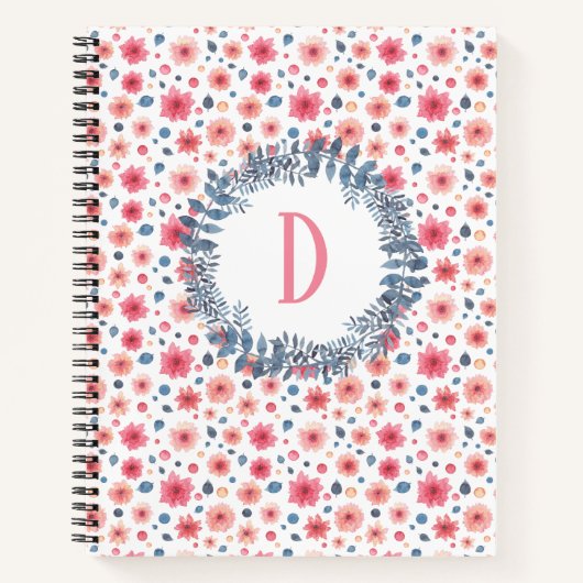 Rosa Monogramm Notizblock (Vorderseite)