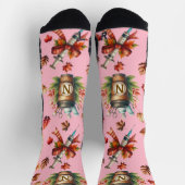 Rosa Monogramm Nurse Essentials Crew Socken (Oben)