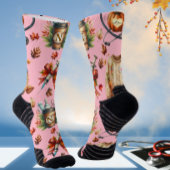 Rosa Monogramm Nurse Essentials Crew Socken