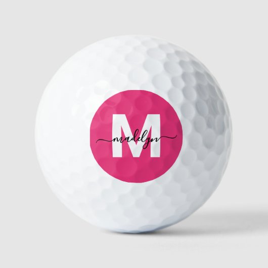 Rosa Monogramm Personalisiert Golfball (Vorderseite)
