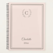 Rosa Monogramm personalisierter Quiet-Luxus Planer (Vorderseite)