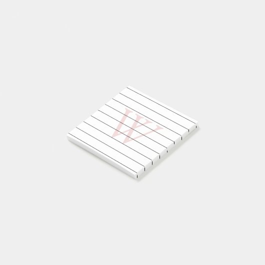 Rosa Monogramm Post-it Klebezettel (angewinkelt)