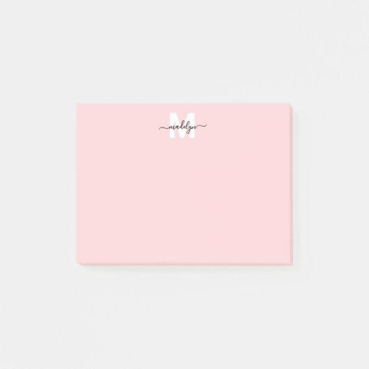 Rosa Monogramm Post-it Klebezettel (Vorderseite)