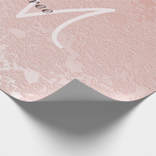 Rosa Monogramm Rosa Rosa Elegantes Flora Moderne K Geschenkpapier (Ecke)