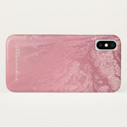 Rosa Monogramm Rose Gold Glitzer und Sparkor Case-Mate iPhone Hülle (Rückseite (Horizontal))