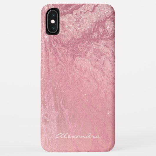 Rosa Monogramm Rose Gold Glitzer und Sparkor Case-Mate iPhone Hülle (Rückseite)