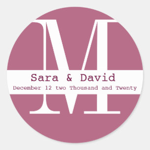 Rosa Monogramm Runder Aufkleber