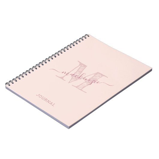 Rosa Monogramm Rustikale Chic Personalisiert Notizblock (Linke Seite)