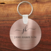 Rosa Monogramm-Schlüsselanhänger Schlüsselanhänger (Vorderseite)