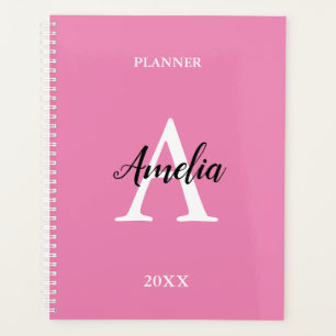 Rosa Monogramm Schrift Inspirationsplaner Planer