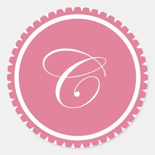 Rosa monogramm-Siegel-Gastgeschenk der ersten C-Dr Runder Aufkleber (Vorderseite)