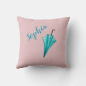 Rosa Monogramm Umbrella Girl Kissen (Rückseite)