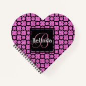 Rosa Monogramm und Glitzer Quatrefoliendesign Notizblock (Vorderseite)