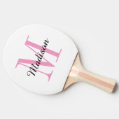Rosa Monogramm und Name Personalisiert Tischtennis Schläger (Seitenansicht)