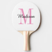 Rosa Monogramm und Name Personalisiert Tischtennis Schläger (Vorderseite)