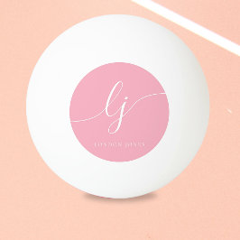 Rosa Monogramm und Name Personalisiert Tischtennisball