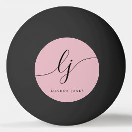 Rosa Monogramm und Name Personalisiert Tischtennisball