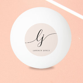 Rosa Monogramm und Name Personalisiert Tischtennisball