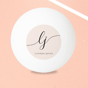 Rosa Monogramm und Name Personalisiert Tischtennisball