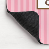 Rosa Monogramm und Streifen Mousepad (Ecke)