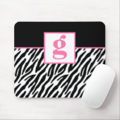 Rosa Monogramm und Zebra-Muster Mousepad (Mit Mouse)